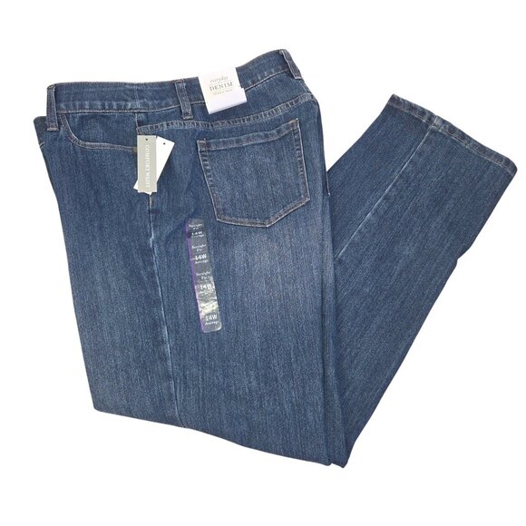 C J Banks Everyday Denim Straight Fit Straight Leg Jeans 14W Comfort Waist 4200 - Picture 1 of 8